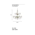 Classic Chandelier 12 Lights in Italian Handmade Glass and Metal - Memore Viadurini