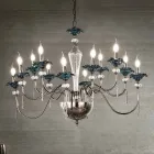 Classic 12 Lights Chandelier in Glass, Crystal and Luxury Metal - Flanders Viadurini
