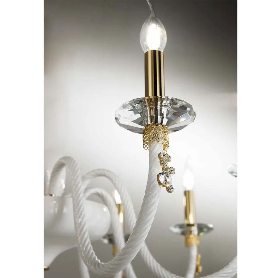 Classic 12 Lights Chandelier in Blown Glass and Hand Details - Phaedra Viadurini