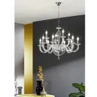 Classic Chandelier 12 Lights in Italian Handmade Transparent Glass - Rapallo Viadurini