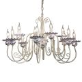 12 Lights Chandelier in Ceramic Hand Decor and Antique Brass - Sanremo
