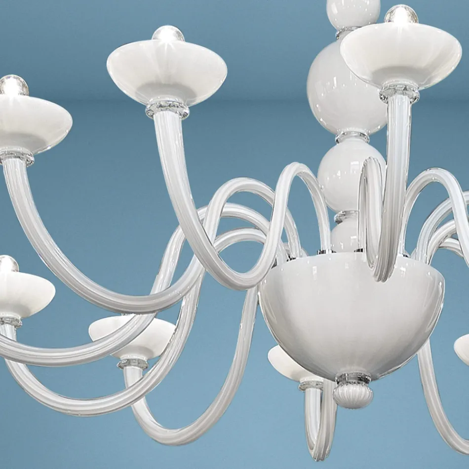 12 Lights Chandelier in Venice Glass and Metal Made in Italy - Foscarino Viadurini