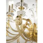 12 Lights Chandelier in Blown Glass and Classic Luxury Crystal - Cassea Viadurini
