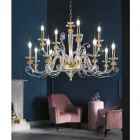 12 Lights Chandelier in Blown Glass and Classic Luxury Crystal - Cassea Viadurini