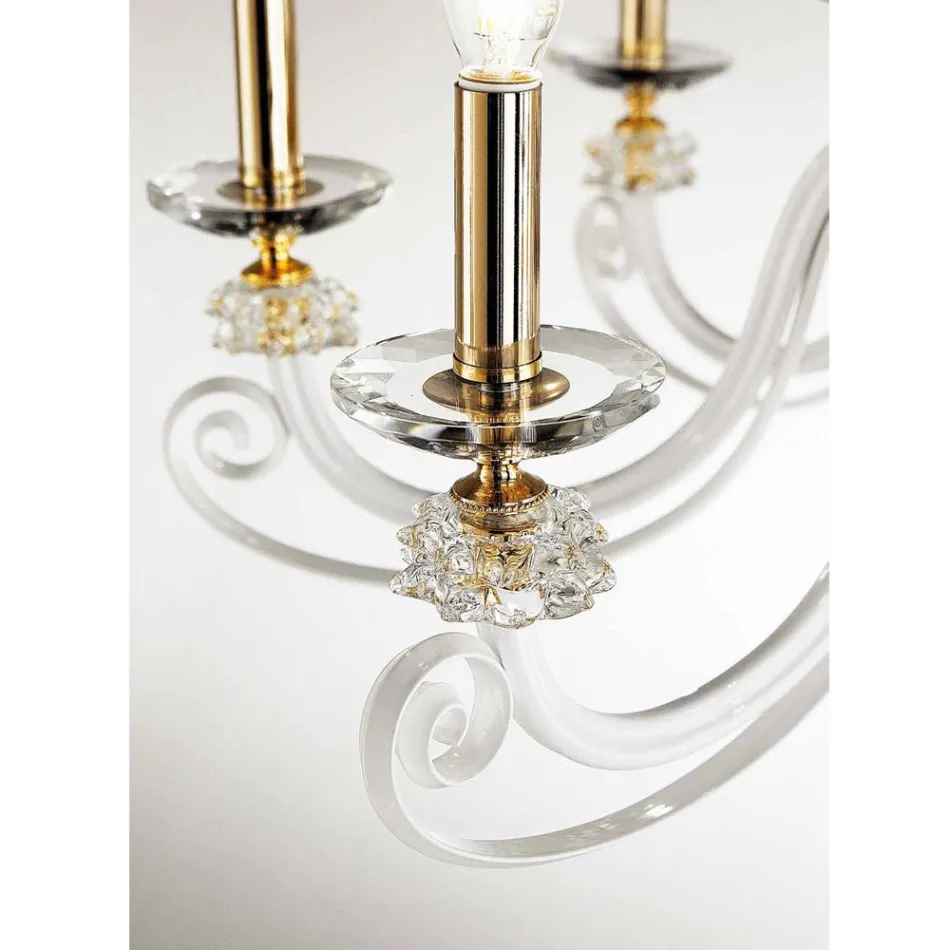 12 Lights Chandelier in Blown Glass and Classic Luxury Crystal - Cassea Viadurini