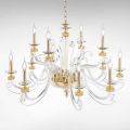 12 Lights Chandelier in Blown Glass and Classic Luxury Crystal - Cassea