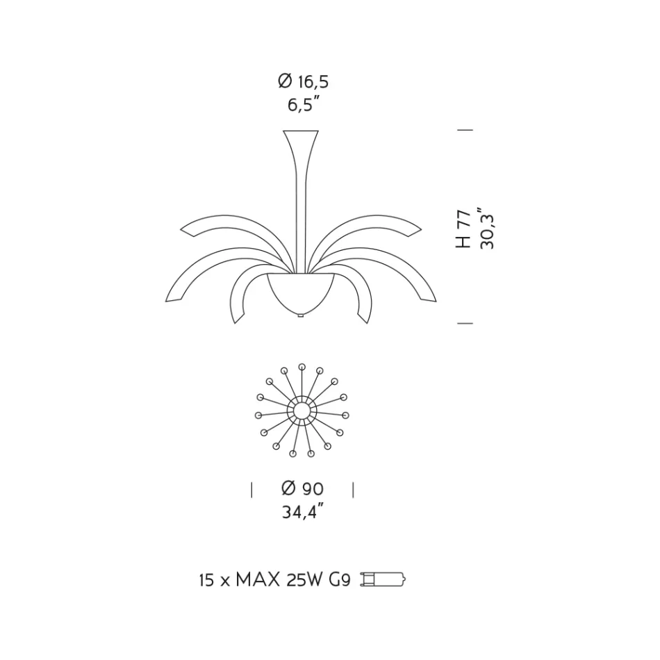 15 Lights Chandelier in Venetian Glass and Chrome Metal Made in Italy - Jason Viadurini