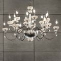Classic 18 Lights Chandelier in Porcelain and Luxury Blown Glass - Eteria