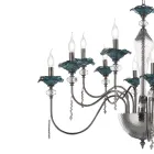 Classic 18 Lights Chandelier in Glass, Crystal and Luxury Metal - Flanders Viadurini