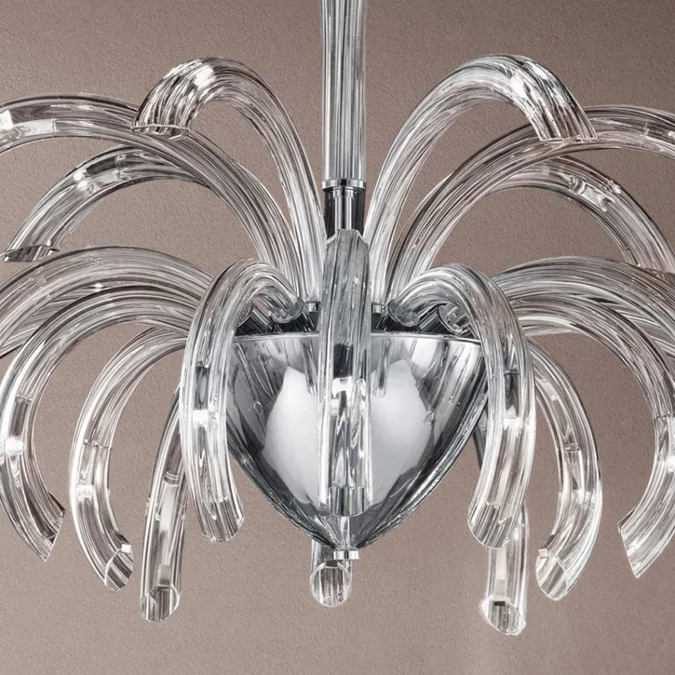 Chandelier 21 Lights in Handcrafted Venice Glass and Metal - Jason Viadurini