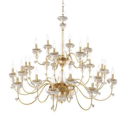 Classic 24 Lights Chandelier in Porcelain and Luxury Blown Glass - Eteria Viadurini