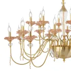 Classic 24 Lights Chandelier in Glass, Crystal and Luxury Metal - Flanders Viadurini