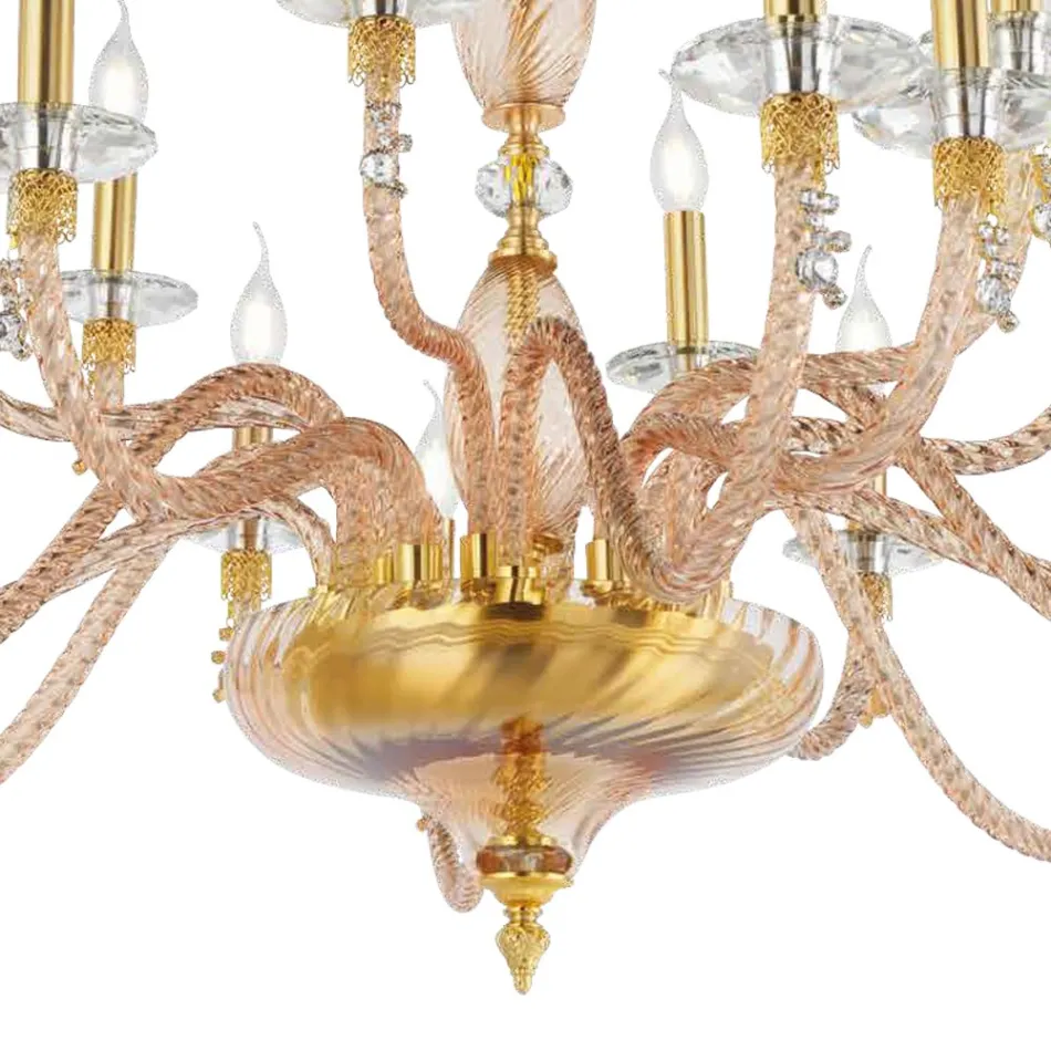 Classic 24 Lights Chandelier in Blown Glass and Hand Details - Phaedra Viadurini