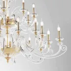 24 Lights Chandelier in Blown Glass and Classic Luxury Crystal - Cassea Viadurini