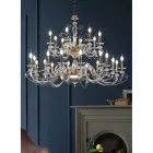 24 Lights Chandelier in Blown Glass and Classic Luxury Crystal - Cassea Viadurini