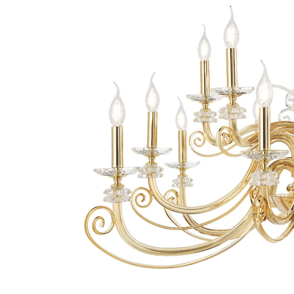 24 Lights Chandelier in Blown Glass and Classic Luxury Crystal - Cassea Viadurini