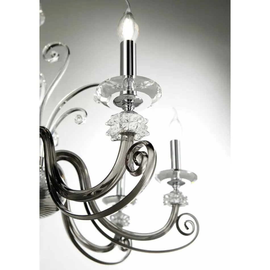 24 Lights Chandelier in Blown Glass and Classic Luxury Crystal - Cassea Viadurini