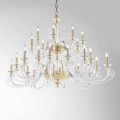 24 Lights Chandelier in Blown Glass and Classic Luxury Crystal - Cassea