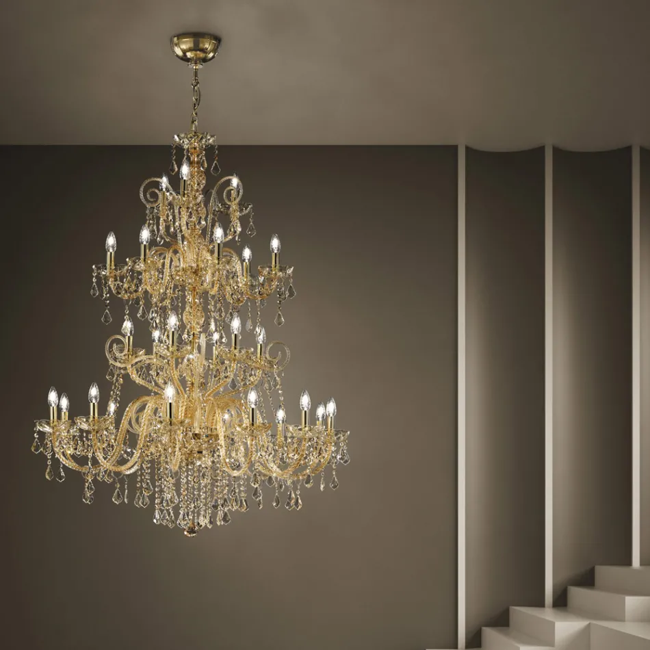 Chandelier 27 Lights in Venetian Glass Handmade in Italy - Florentine Viadurini