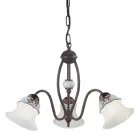 3 or 5 Lights Chandelier in Iron, Hand Painted Ceramic and Glass - Ferrara Viadurini