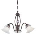 3 or 5 Lights Chandelier in Iron, Hand Painted Ceramic and Glass - Ferrara