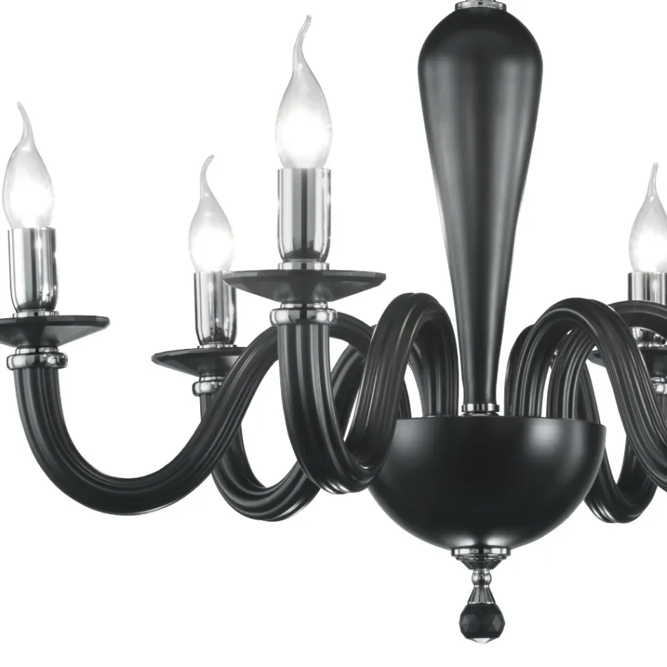 Classic 6 Lights Chandelier in Italian Handmade Transparent Glass - Rapallo Viadurini