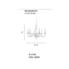 Classic 6 Lights Chandelier in Italian Handmade Transparent Glass - Rapallo Viadurini