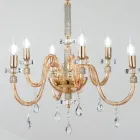 Chandelier 6 Lights Classic Italian Glass Handmade Amber - Similo Viadurini