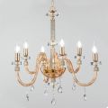 Chandelier 6 Lights Classic Italian Glass Handmade Amber - Similo