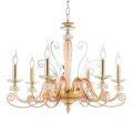 6 Lights Chandelier in Blown Glass and Classic Luxury Crystal - Cassea