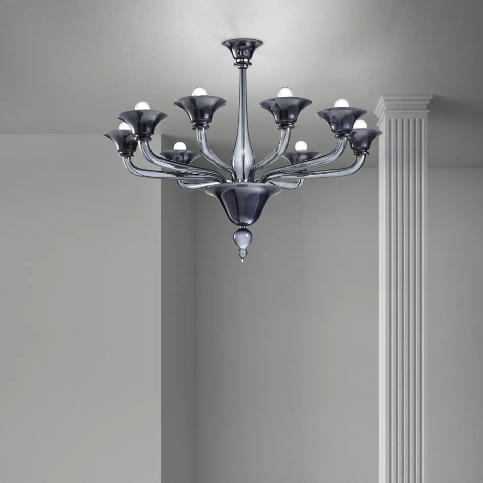 Venetian Glass Chandelier 8 Lights Made in Italy - Ismail Viadurini