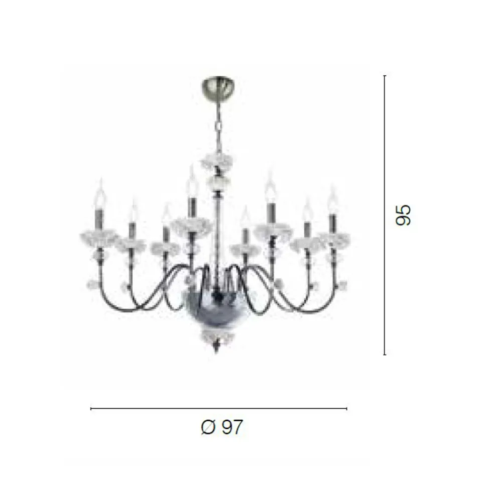 Classic 8 Lights Chandelier in Porcelain and Luxury Blown Glass - Eteria Viadurini