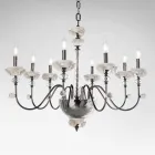 Classic 8 Lights Chandelier in Porcelain and Luxury Blown Glass - Eteria Viadurini