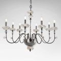 Classic 8 Lights Chandelier in Porcelain and Luxury Blown Glass - Eteria