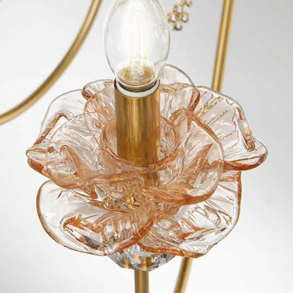 Classic 8 Light Chandelier in Glass, Crystal and Luxury Metal - Flanders Viadurini