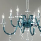 Chandelier 8 Lights Classic Italian Glass Handcrafted Teal - Similo Viadurini