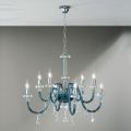 Chandelier 8 Lights Classic Italian Glass Handcrafted Teal - Similo