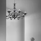 8 Lights Chandelier in Venice Glass and Metal Made in Italy - Foscarino Viadurini
