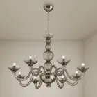 8 Lights Chandelier in Venice Glass and Metal Made in Italy - Foscarino Viadurini