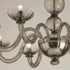 8 Lights Chandelier in Venice Glass and Metal Made in Italy - Foscarino Viadurini