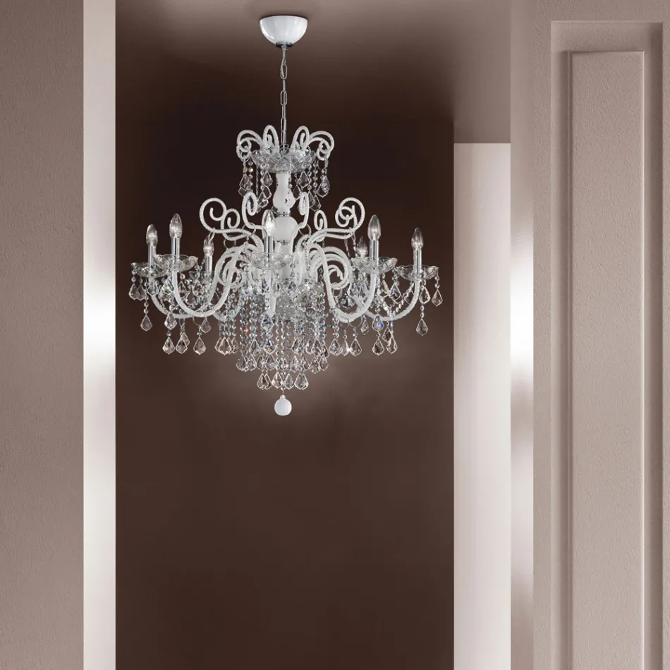 8 Lights Chandelier in Venetian Glass Made in Italy Classic - Florentine Viadurini