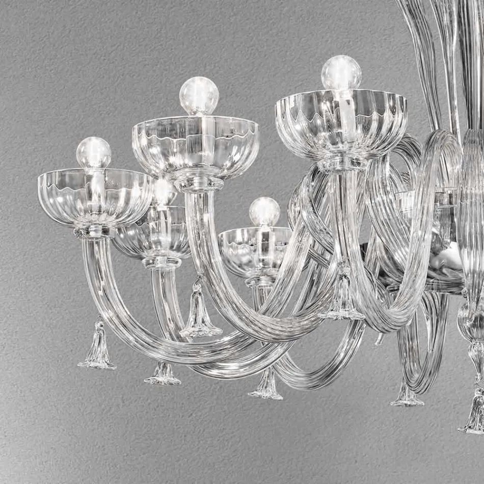 12 Light Handmade Venetian Glass Chandelier, Made in Italy - Regina Viadurini