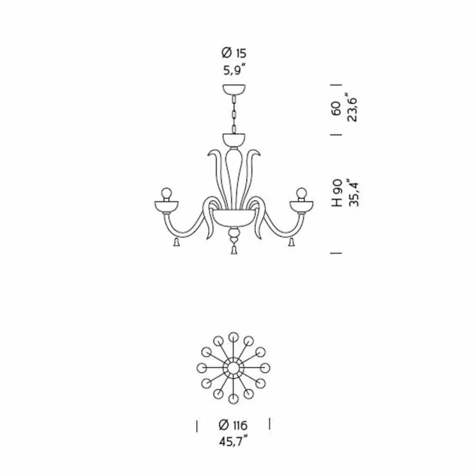 12 Light Handmade Venetian Glass Chandelier, Made in Italy - Regina Viadurini