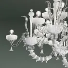 Chandelier with 27 Lights in White Venice Glass, Handmade in Italy - Regina Viadurini