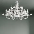 Chandelier with 27 Lights in White Venice Glass, Handmade in Italy - Regina Viadurini