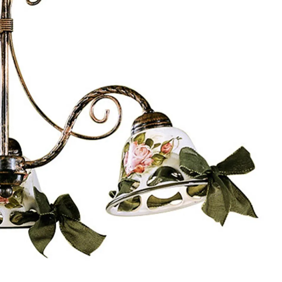 Handmade Ceramic 3 or 5 Light Chandelier with Passanastri - Naples Viadurini