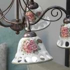 Handmade Ceramic 3 or 5 Light Chandelier with Passanastri - Naples Viadurini