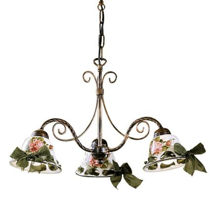 Handmade Ceramic 3 or 5 Light Chandelier with Passanastri - Naples Viadurini