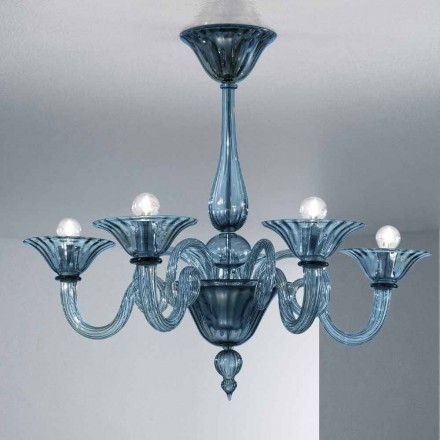 5 Lights Artisan Glass Chandelier from Venice, Made in Italy - Margherita Viadurini