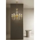 5 Lights Chandelier Handmade in Italy in Venetian Glass - Vittoria Viadurini